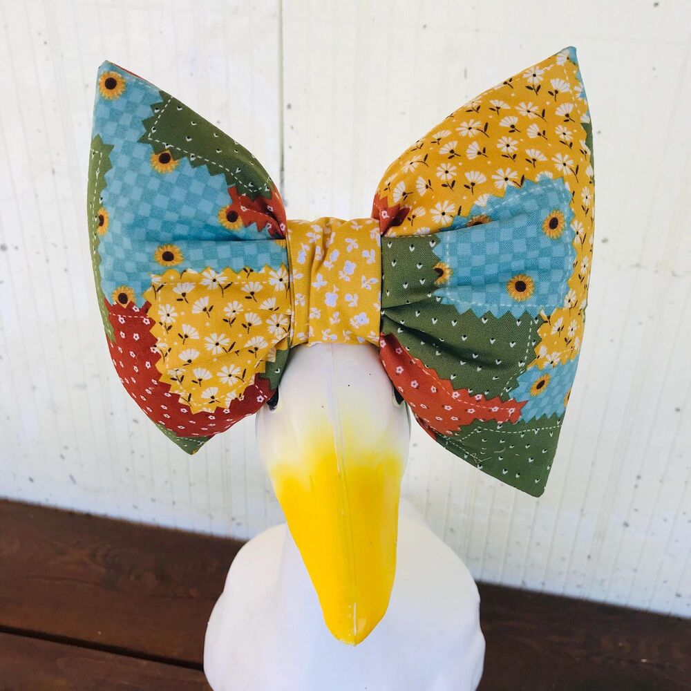Porch Goose Giant Bow For 18-23" Goose Handmade Patchwork in Fall